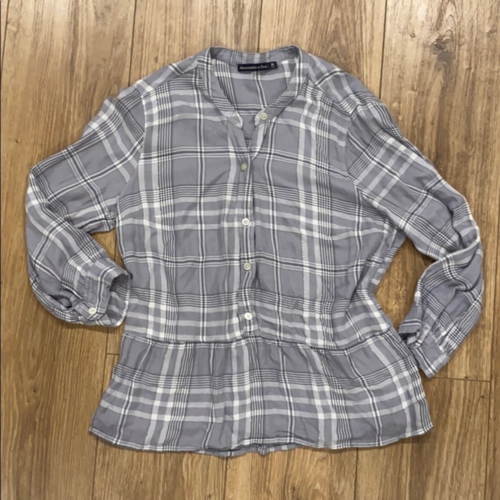 Abercrombie & Fitch flannel button up peplum top